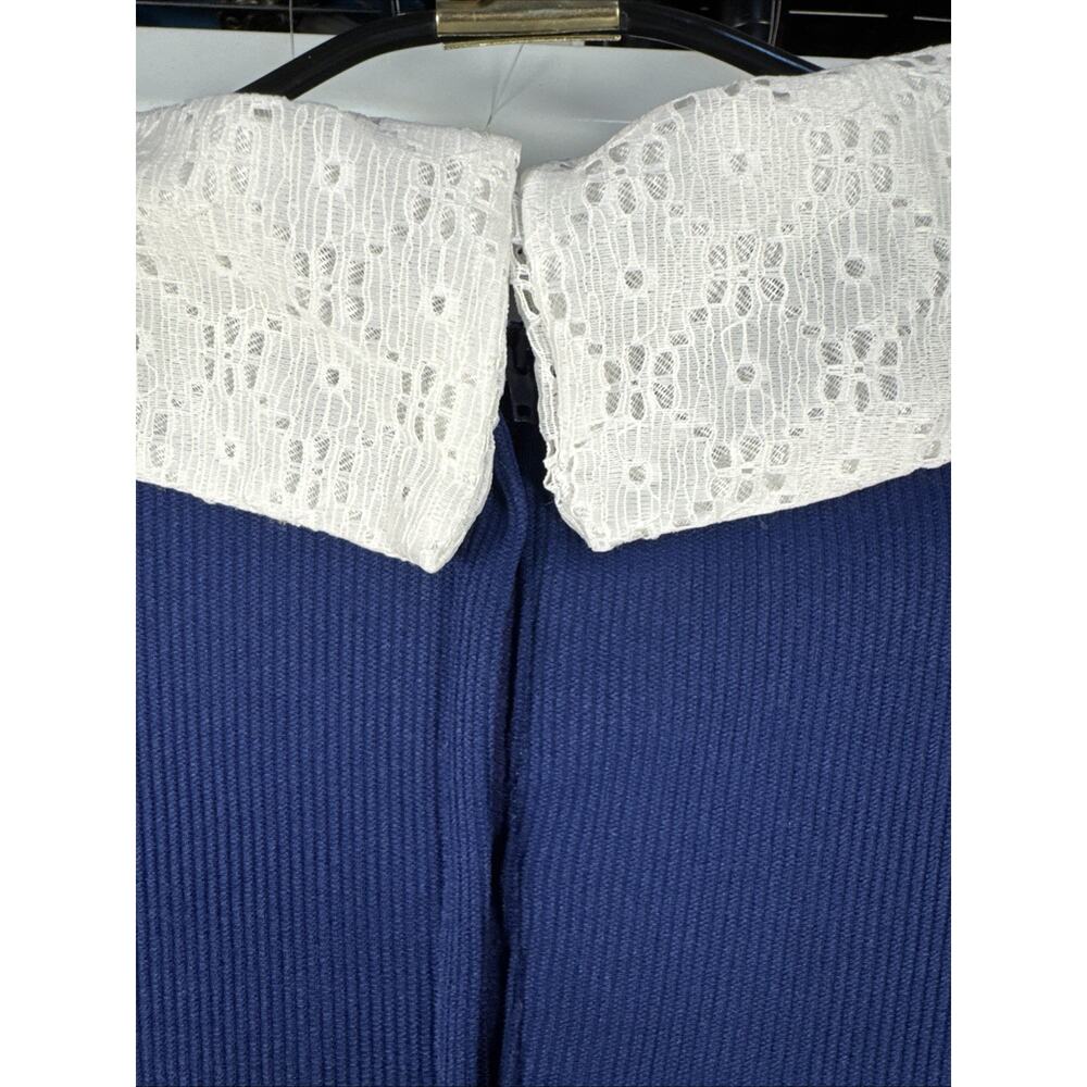 Vintage 1970s Gunne Style Prairie Maxi Dress Polka Dot Lace Sleeves Dagger XS - Picture 8 of 9